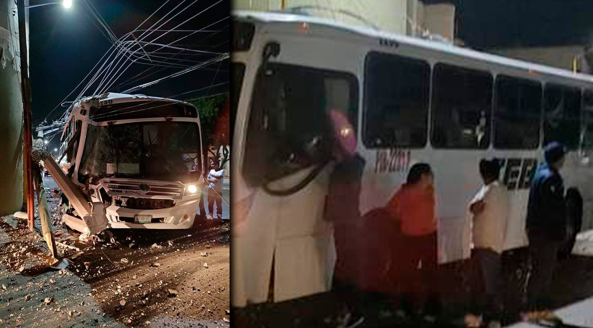 AUTOBÚS SE IMPACTA CONTRA POSTES