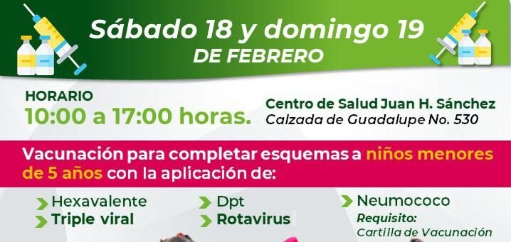 ANUNCIA SALUD CAMPAÑA DE VACUNACIÓN EN ESQUEMAS BÁSICOS, ESTE FIN DE SEMANA