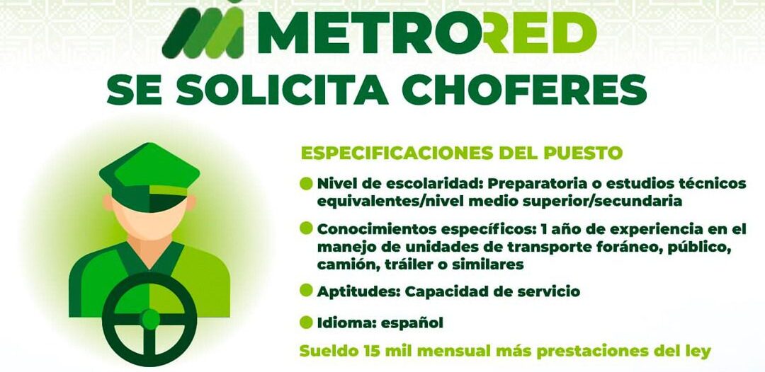 ABREN VACANTES PARA OPERADORES DE METRORED
