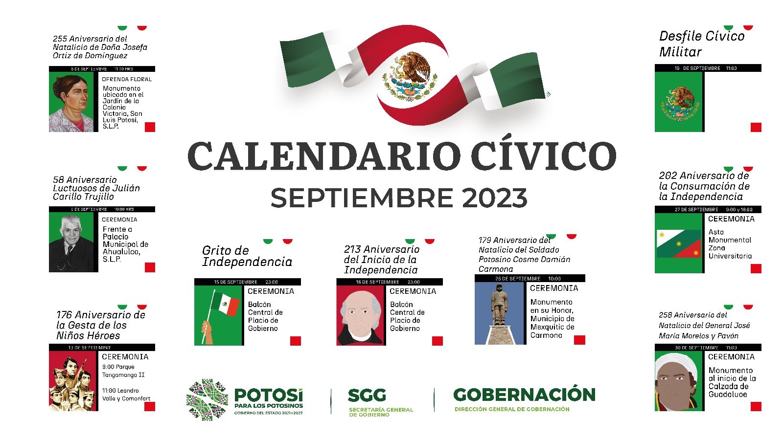 GOBIERNO ESTATAL ANUNCIA CALENDARIO CÍVICO DEL MES PATRIO