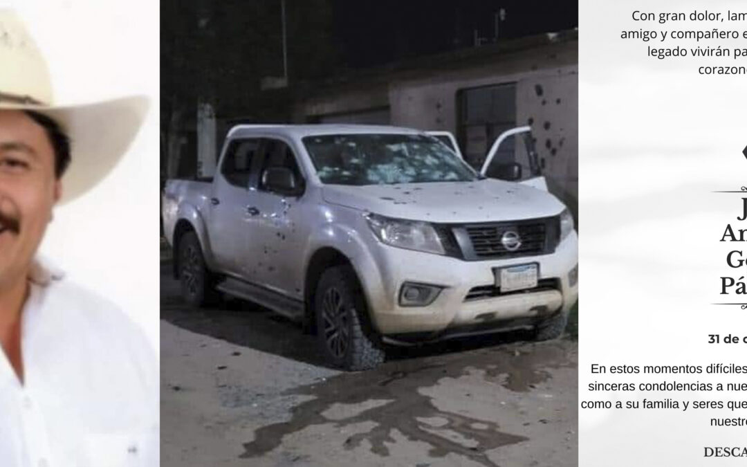 EXALCALDE DE CD. DEL MAÍZ ACRIBILLADO JUNTO A DOS PERSONAS