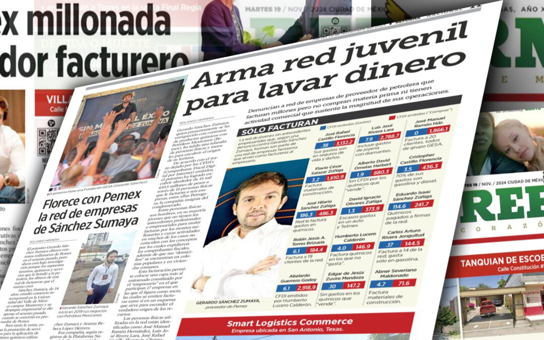 DIARIO REFORMA EXHIBE DENUNCIAS CONTRA GERARDO SÁNCHEZ POR LAVADO DE DINERO