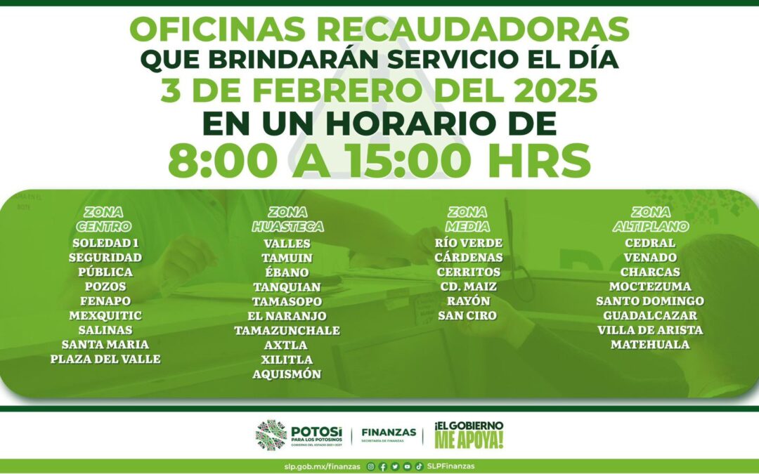 32 OFICINAS RECAUDADORAS BRINDARON SERVICIO ESTE LUNES