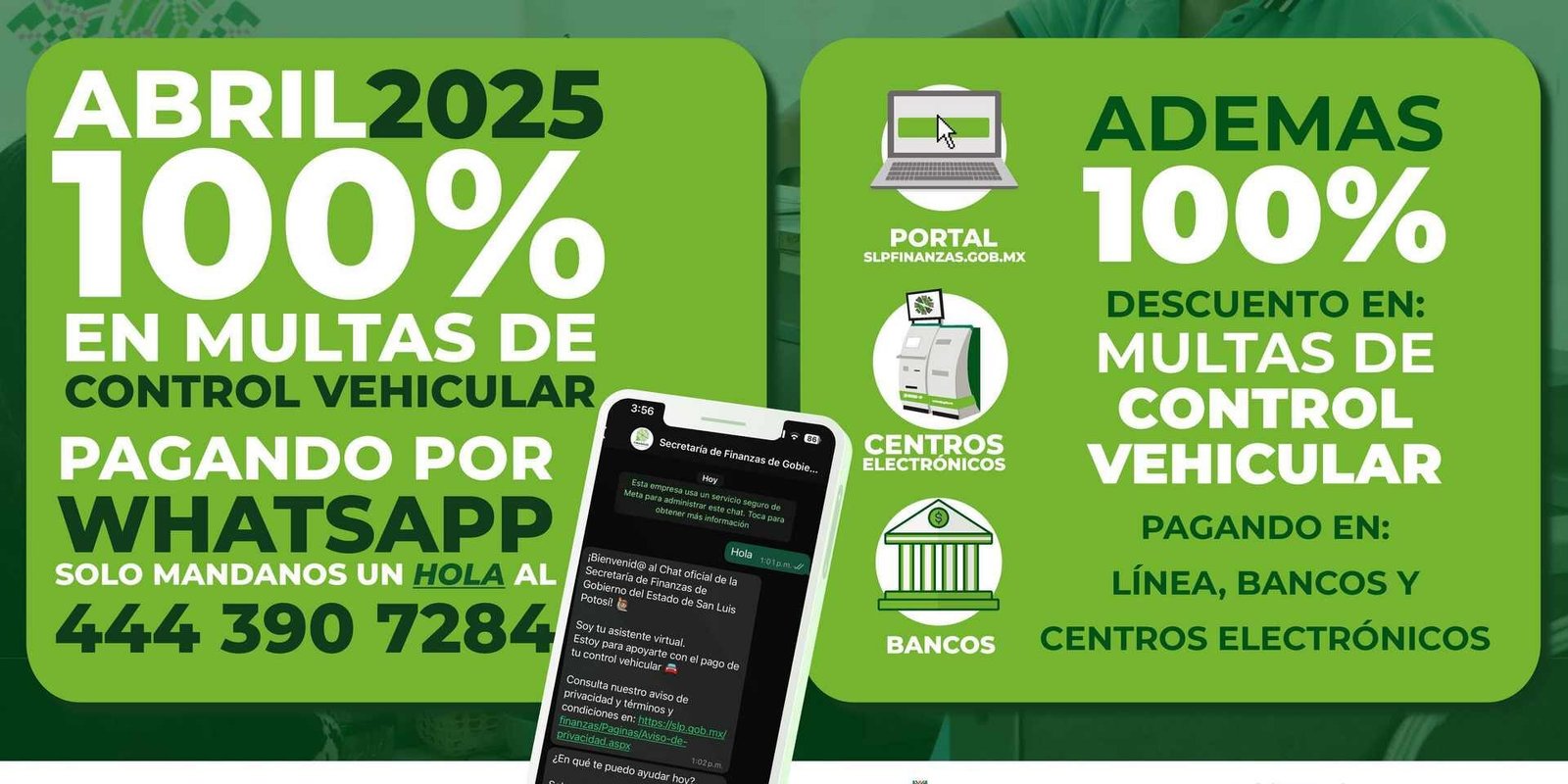 INFORMAN DE DESCUENTOS EN MULTAS DE CONTROL VEHICULAR EN ABRIL