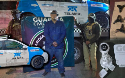 EN COCHE CON LOGOTIPOS DE TELMEX INSTALABA VIDEOCÁMARAS PARA LA DELINCUENCIA