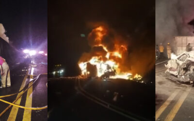 TRÁILER TERMINA CALCINADO TRAS CHOQUE EN RAYÓN; MUERE EL CONDUCTOR