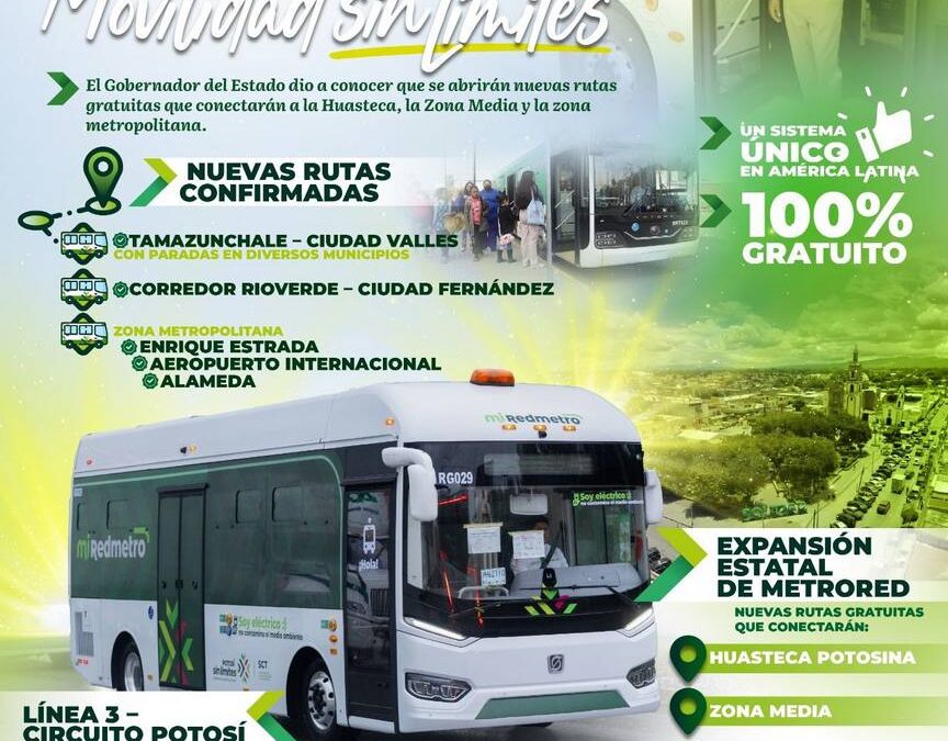 ANUNCIAN NUEVAS RUTAS Y AMPLIACIÓN DE HORARIOS DEL SISTEMA METRORED PARA 2026