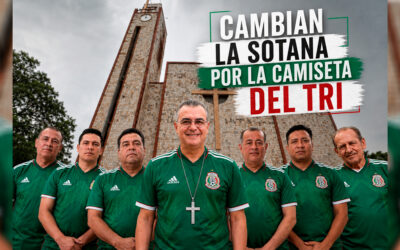 CAMBIAN LA SOTANA POR LA CAMISETA DEL TRI PARA CONVOCAR A LA PAZ DURANTE EL MUNDIAL